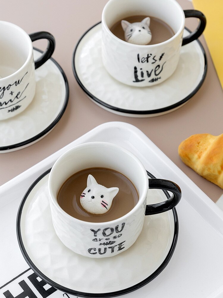Cute Coffee Cup and Saucer European Tea Set Ceramic Cup and Saucer Set Bone China Idea Coffee Cup DD60CS