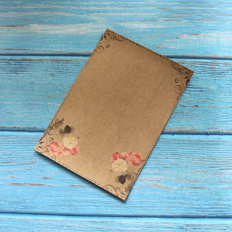 Kraft Brown Letter Paper 16sheets Vintage Flower Letterhead Letter Writing Paper Letter Pad Drawing Sketch Pad Stationery