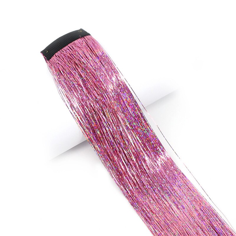 16 colors Glitter Hair Extensions Sparkle Hair Tinsel with Clip Highlights False Hair Strands 1pc Clip In Bling Hair: 6
