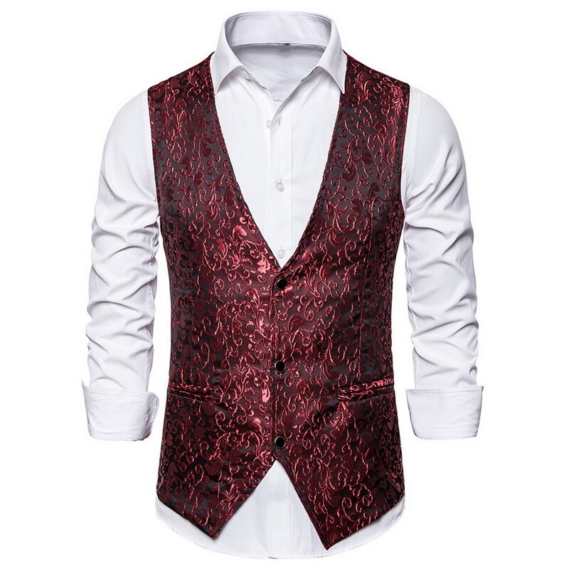 hommes imprimé fleuri Blazer gilet Steampunk Vintage Costume gilet homme gilet fête de mariage Shinny scène Costume automne