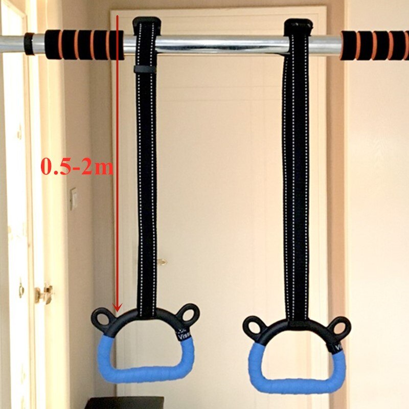 Kids Gymnastics Rings with Heavy Duty Adjustable Straps Hand Tapes for Fitness Pull-Ups Cross Strength Training Gym Equipment