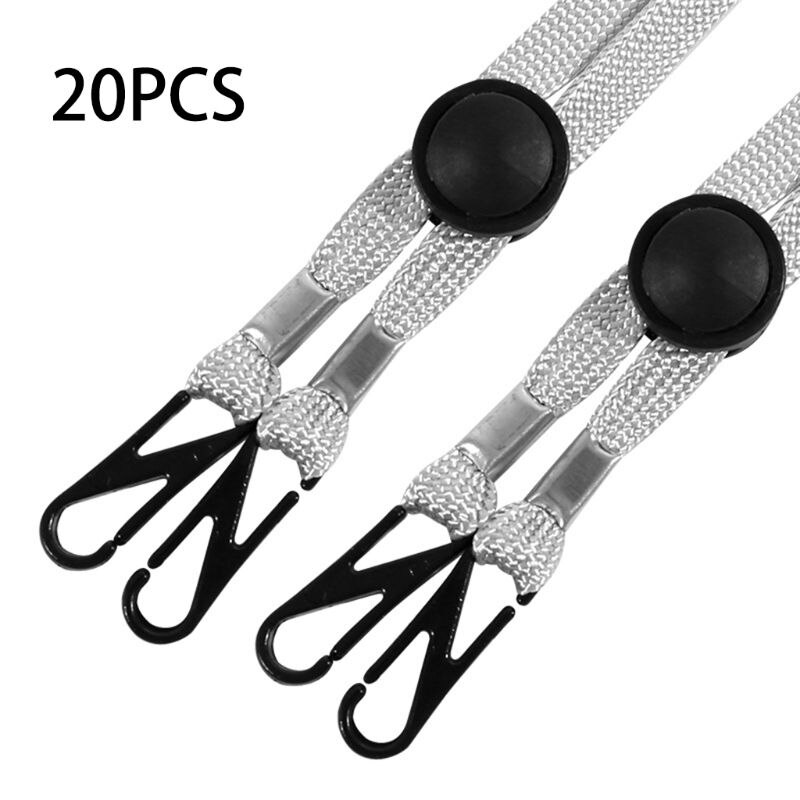 20Pcs Verstelbare Lengte Gezichtsmasker Lanyard Handige Handige Veiligheid Masker Holder Hanger Comfortabel Rond: Bruin