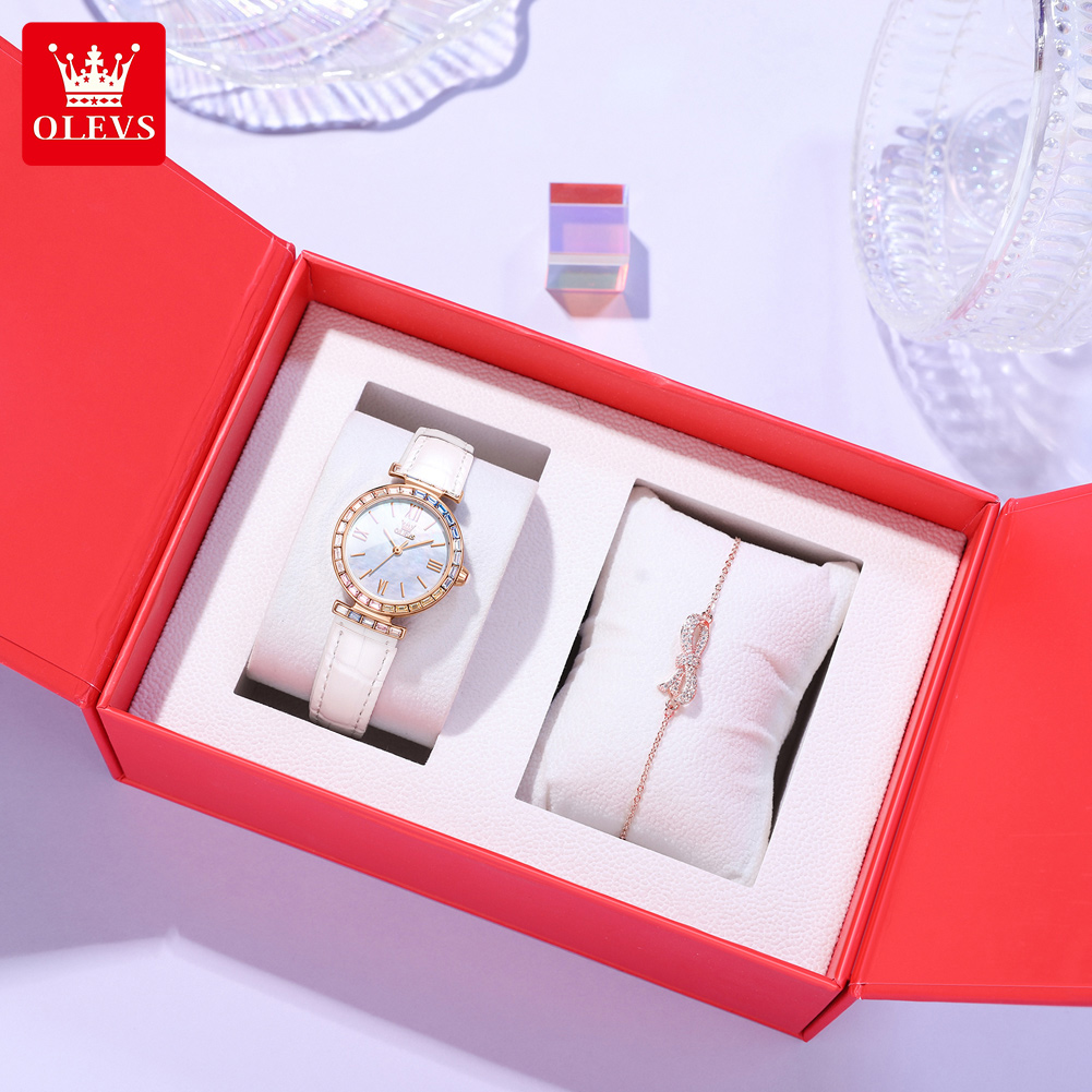 Olevs luksusmærke dameur klassisk kjole quartz ur diamant vandtæt dameur armbåndssæt
