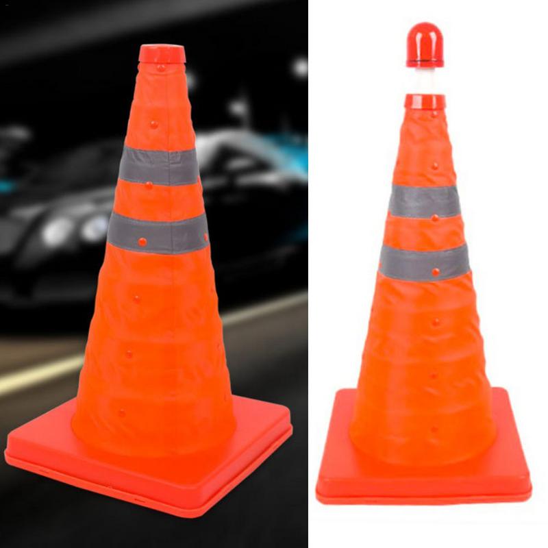 Reflective Traffic Cone Retractable Space-saving Portable Warning Sign Roadblock DOM668