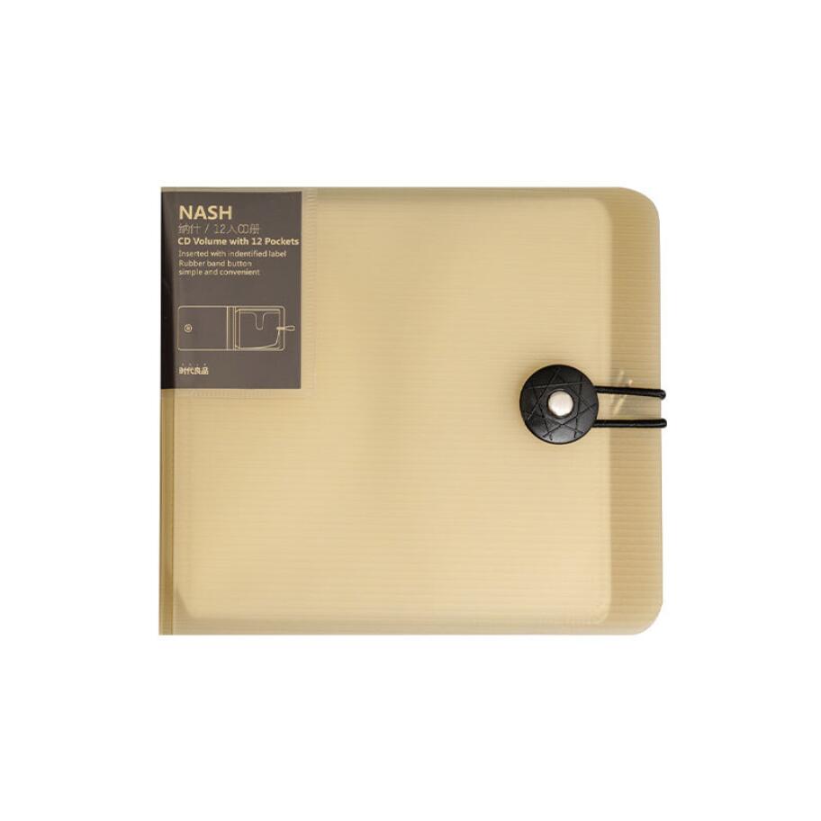 Étui de rangement Portable pour CD et DVD, 12 pièces, support de boîtes, sac à manches CD, boîte d&#39;album, étuis avec boucle: Transparent Khaki