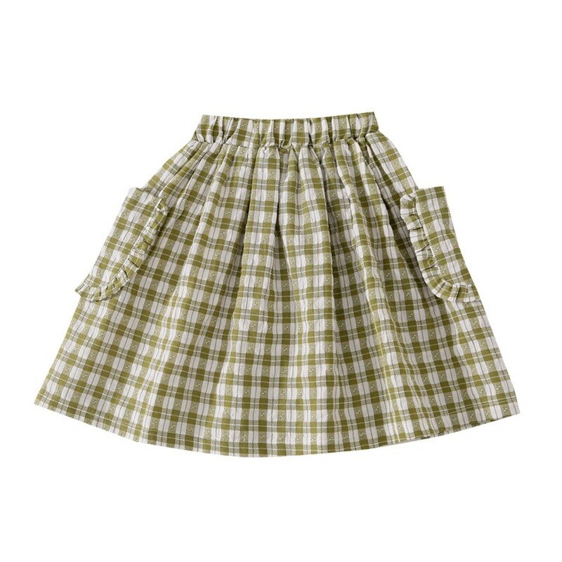 Gonne per ragazze 2022 primavera nuovi bambini moda cotone Plaid lungo abbigliamento ragazza bambino A-line bambino gonna con volant per bambini