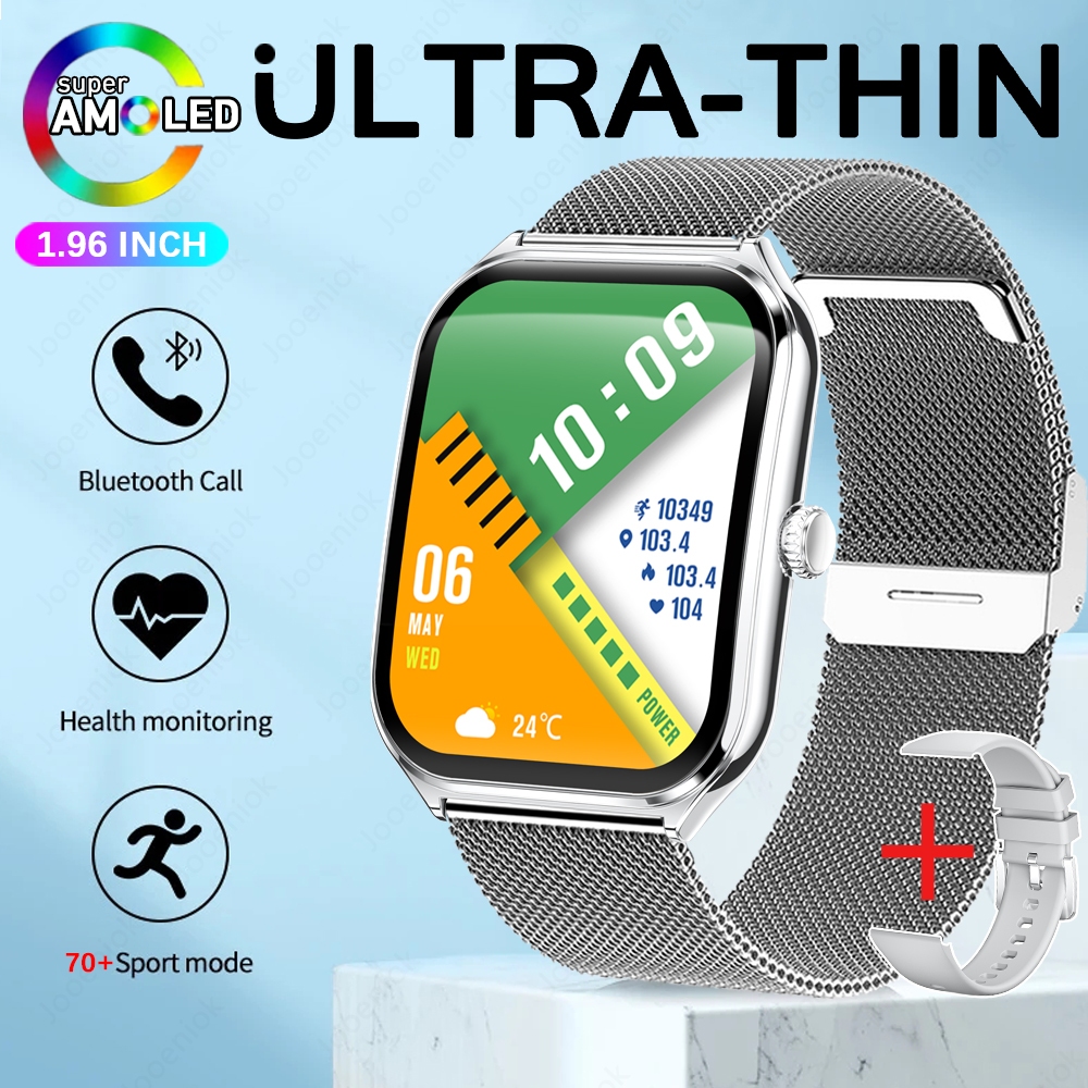 Novo esporte ao ar livre smartwatch masculino 1.96 "tela amoled sempre mostrar tempo ai voz monitor de saúde à prova dwaterproof água bt chamada smartwatch: MULTI