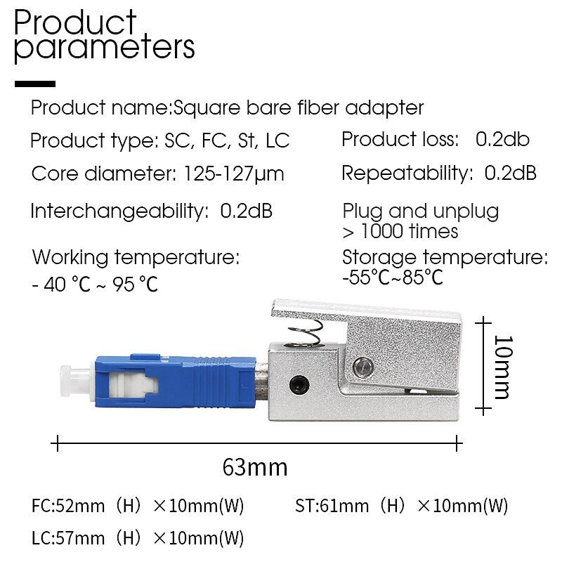 Optic Fiber Connector FC SC ST Square Bare Adapter Flange Temporary succeeded OTDR Test Coupler Special