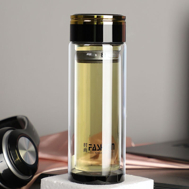 Water Cup Transparent Water Bottles High Borosilicate Double Layer Glass Cup