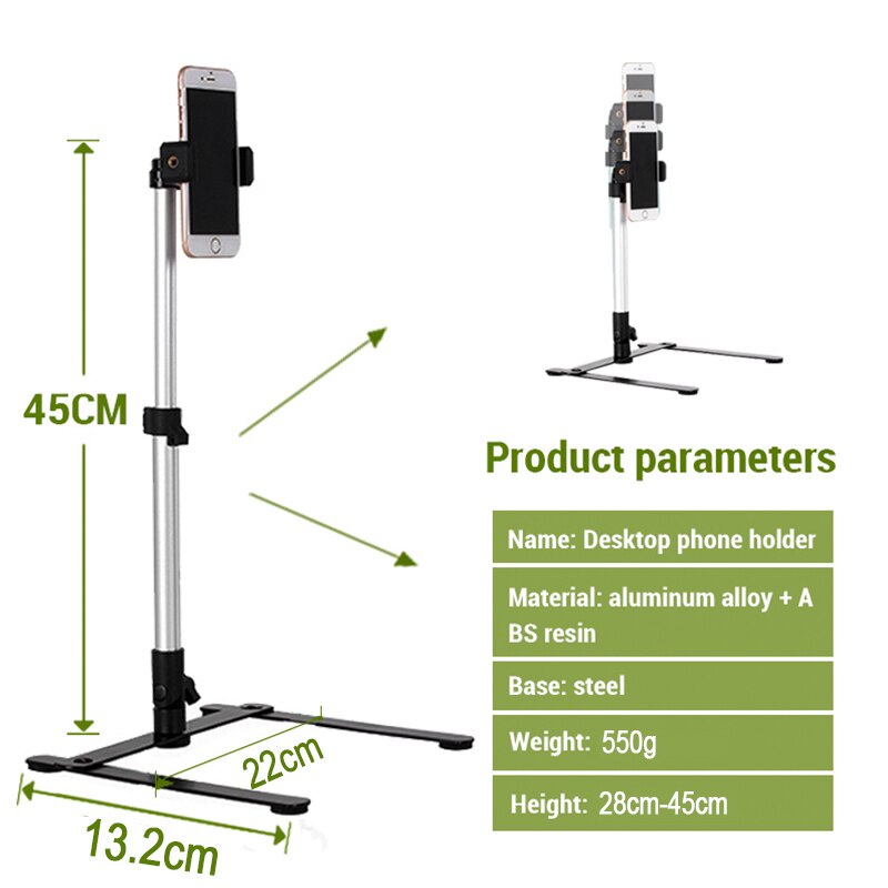 Regolabile desktop di tiro Del Telefono Basamento Della Staffa impostato mini Monopiede + clip di Telefono foto studio Del Basamento kit per Spettacolo Dal Vivo di Ripresa video