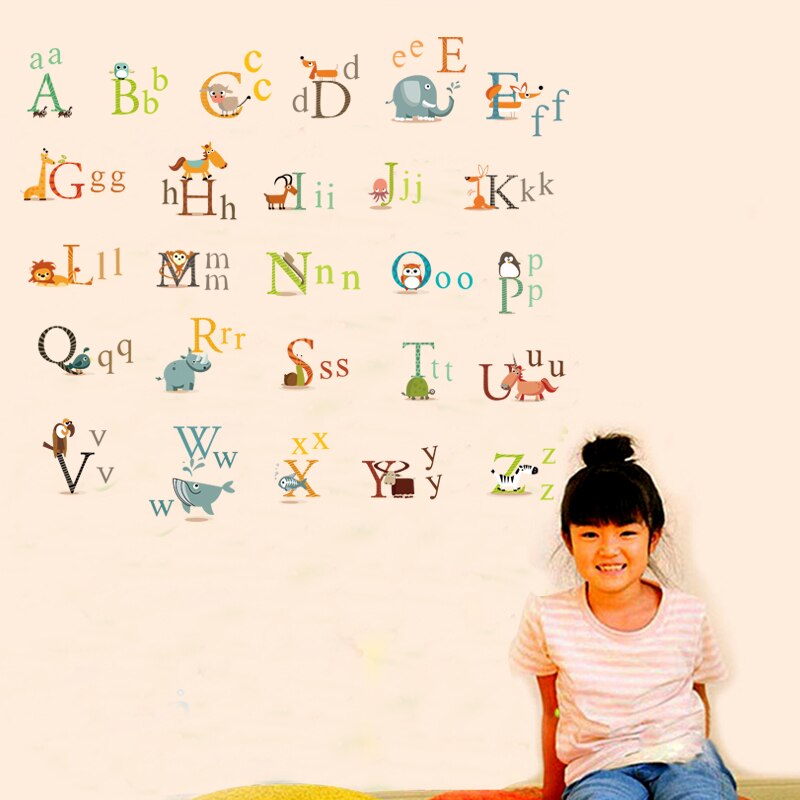 Animal Alphabet Letter Removable Nursery Baby Kids... – Grandado