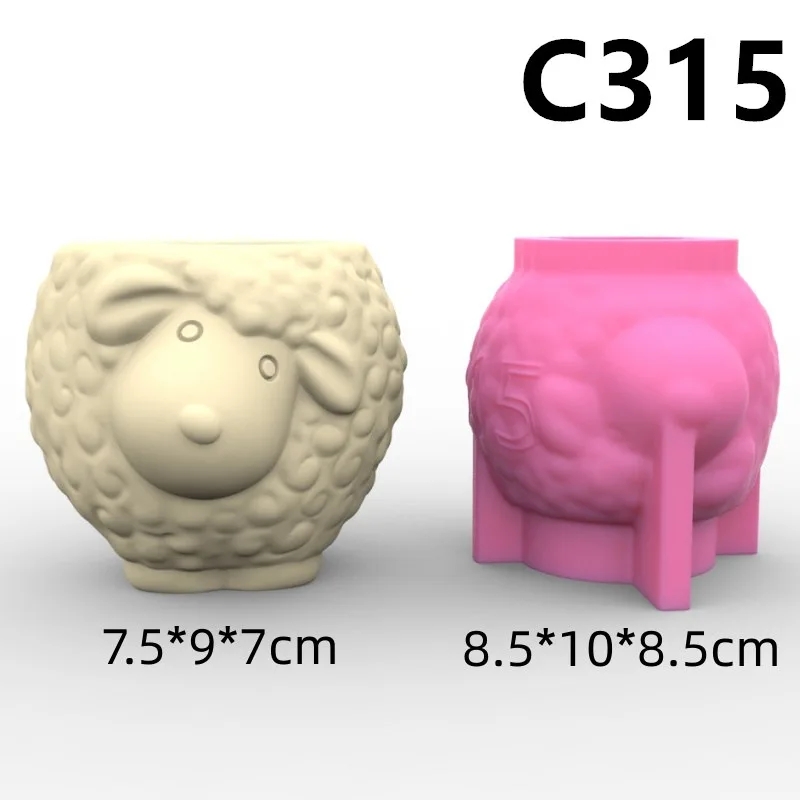 Stampo in silicone Mucca Pecora Riccio Elefante zebra Vaso di fiori Portapenne succulente Fai da te Creazione di resina Vaso di cemento cactus silicone: Borgogna