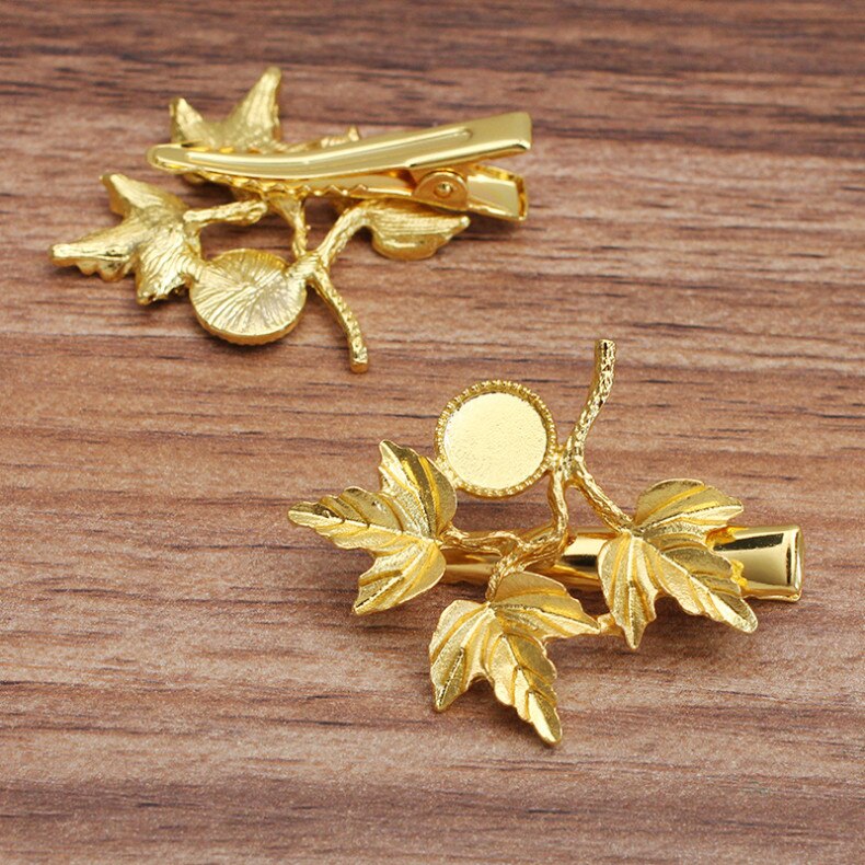 5Pcs 33X40Mm Alloy Maple Leaf Eendenbek Clip Haar Vorken Haarspeld Haar Dragen Bevindingen Voor Diy haarspelden Dagelijks Leven Craft: Gold