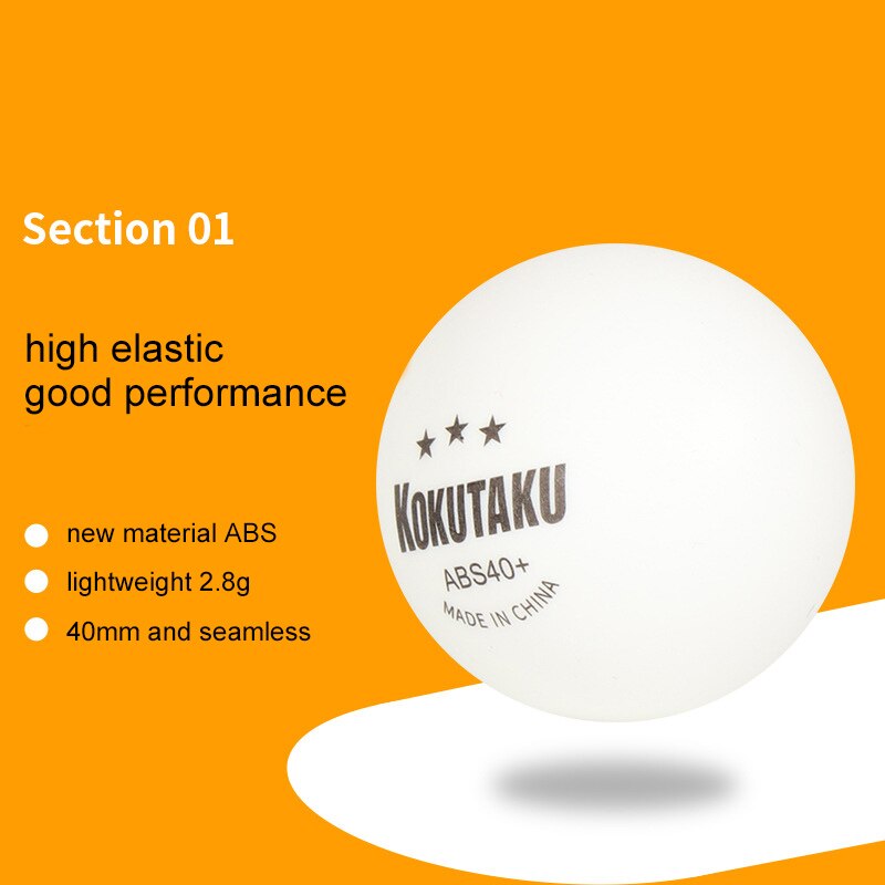 50/100pcs 3-Star Ping Pong Ball 40+ ABS 2.8g Table Tennis Balls White Orange Amateur Advanced Training Competition