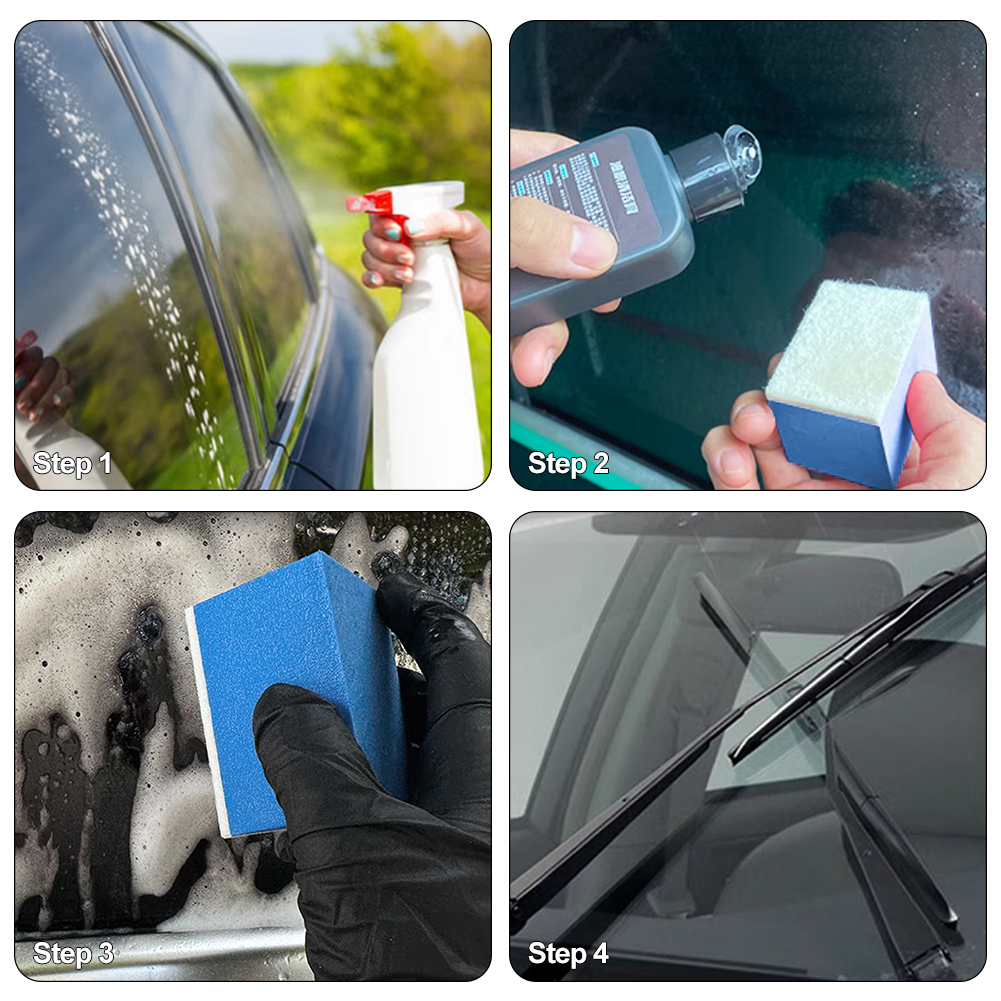Esponja de limpieza de película de aceite para parabrisas de vidrio de coche, esponjas de pulido, cepillo de fieltro de lana, herramientas de eliminación de aceite