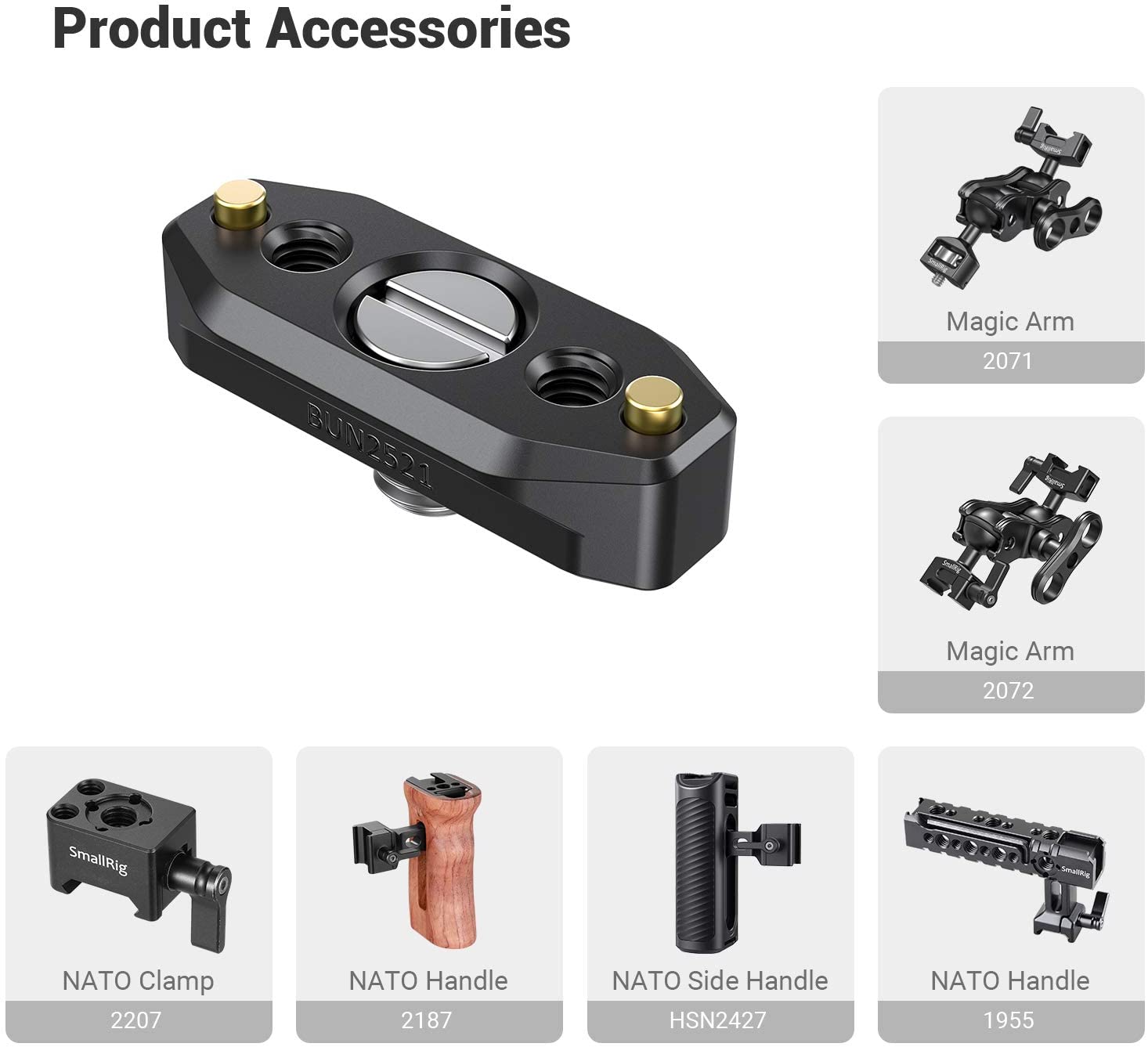 SmallRig DSLR Camer Quick Release Rig NATO Rail with ARRI Locating Screw 48mm for Microphone Monitor DIY Attachment 2521