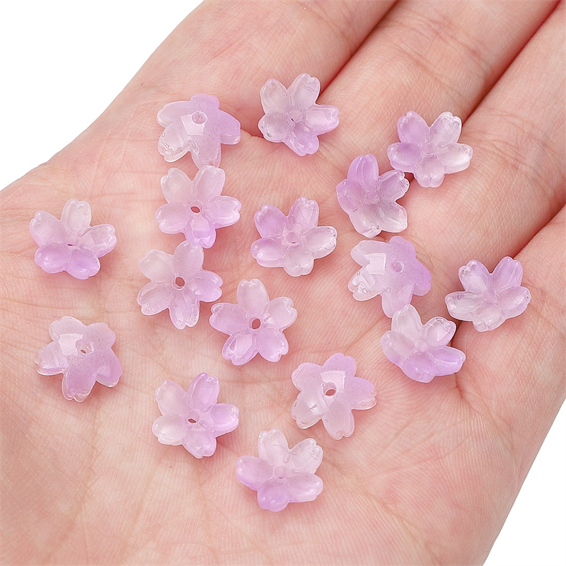 10 Uds. Cuentas sueltas degradadas de vidrio de 11mm, cuentas de flor de cerezo para hacer bricolaje, pulsera, collar, pendientes, accesorios: Naranja