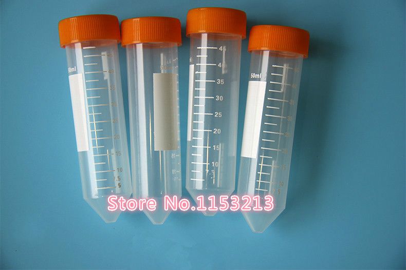 Plastic Centrifuge Tubes With Clear Scale 50ml Bottom Tip Test Tube With Screw Cover Sample EP Tube 50pcs