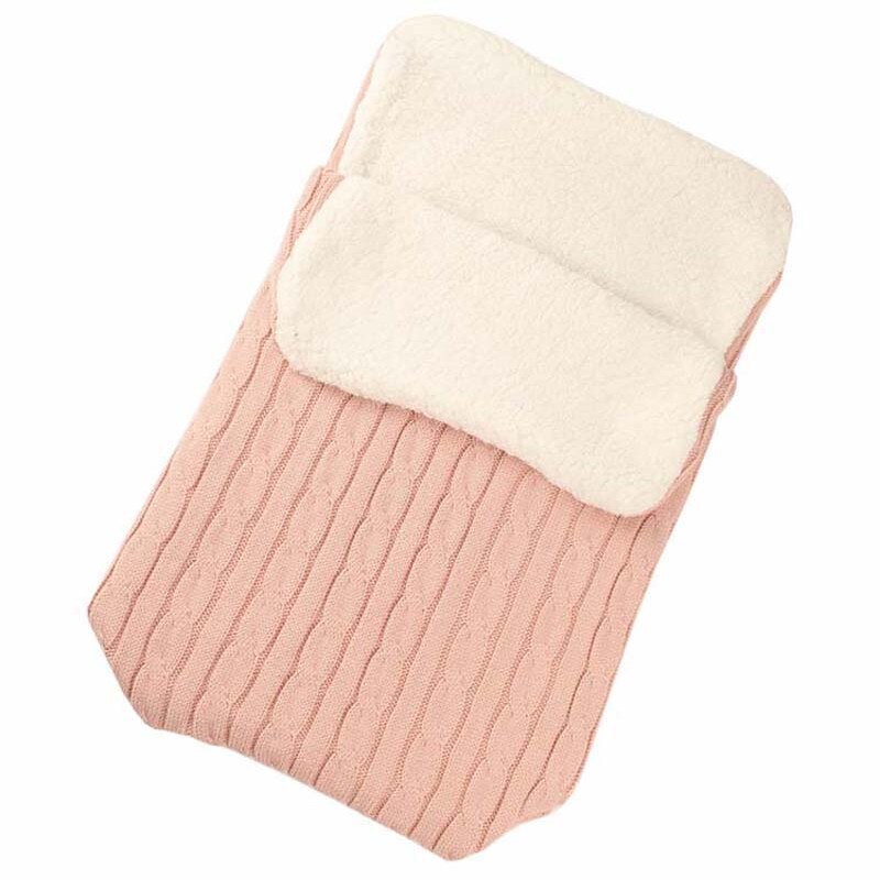 Baby Baby Gebreide Warme Inbakeren Slaapzak Knop Deken Fleece Dikte Herfst/Winter Kinderwagen Warm Wrap Deken 68*40Cm