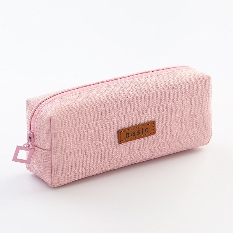 pencil cases Korean Stationery canvas pencilcase kawaii Big bag estuche material escolar piorniki trousse school supplies cute: Pink