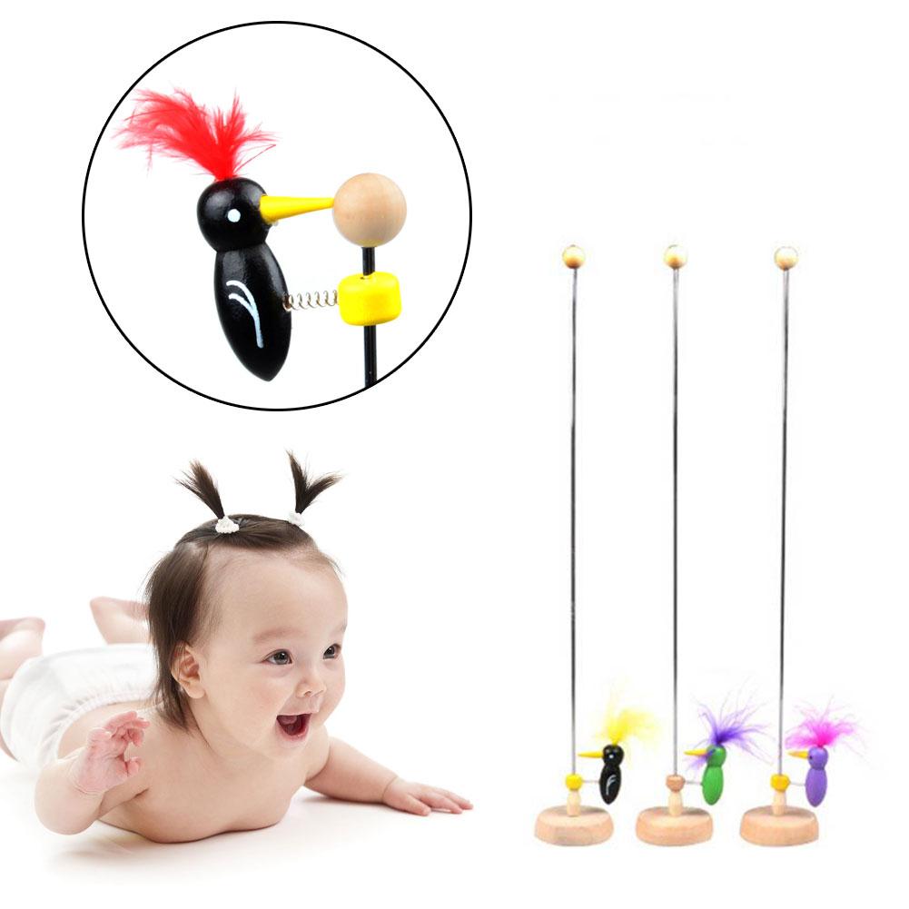 Classic Toy Vintage Sliding Cute Education Woodpecker Retro Cool Pole High Kis'S Hand Game on A Stick Xmas