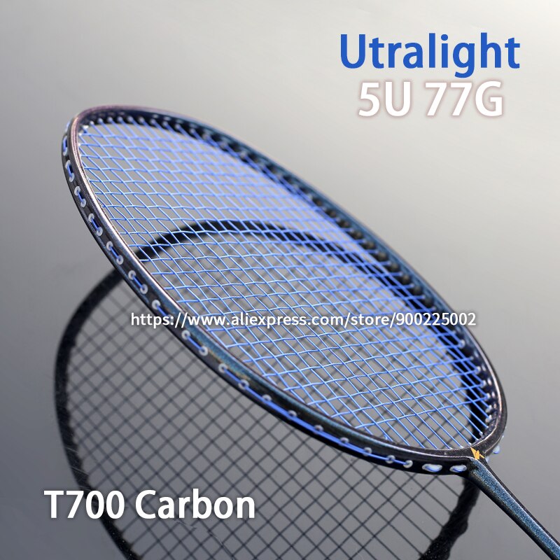 Ultralight 5U T700 Carbon Fiber Strung Badminton Racket With Strings Bag Racquet Sports Force Padel