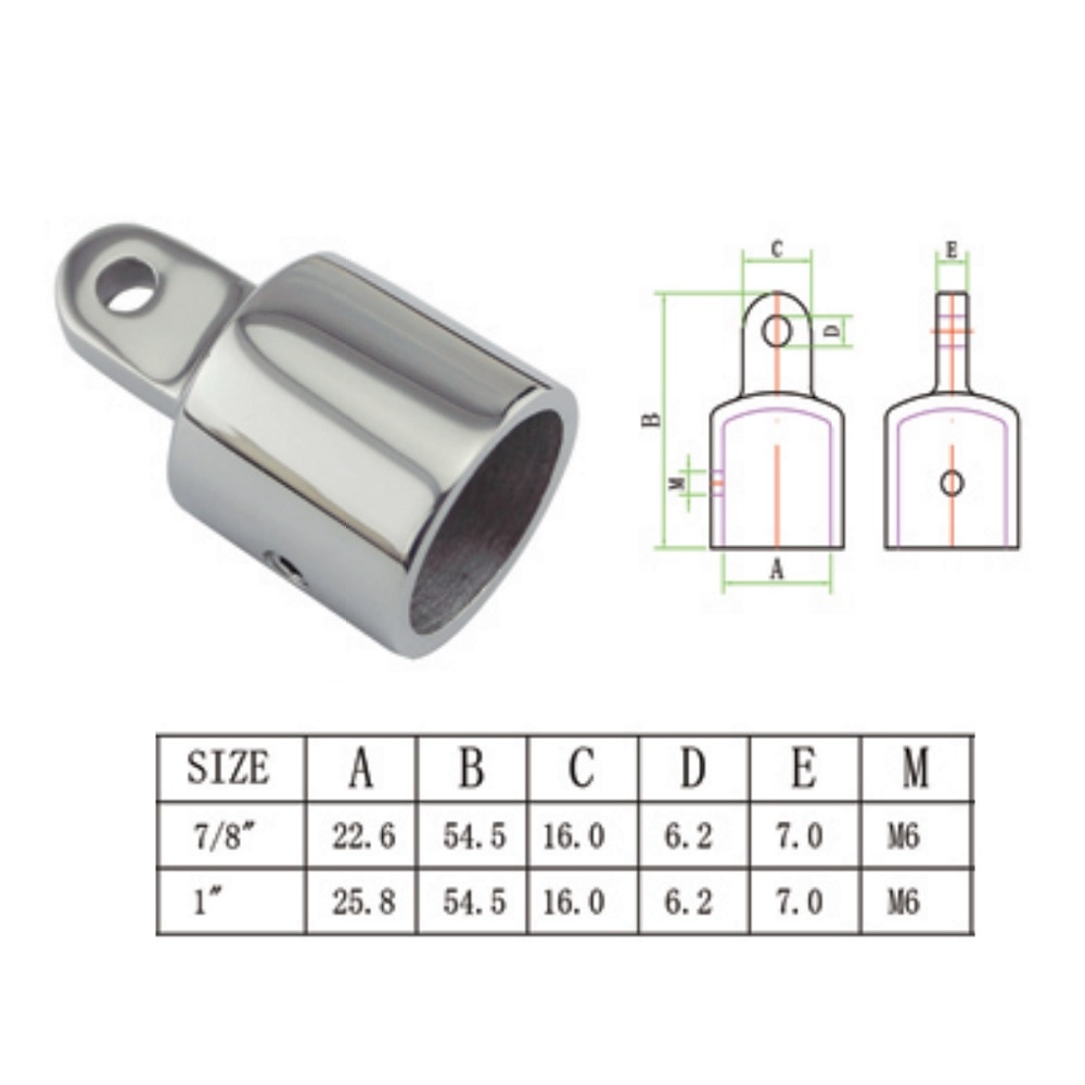 Bimini-Accesorios de tapa superior de acero inoxidable, 316, 1 pulgada, 7/8