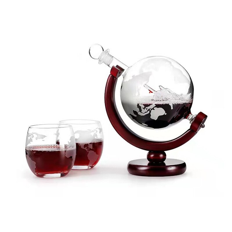 Service à vin en verre , carafe à whisky, verre en cristal, distributeur de spiritueux, bar, fête, décoration intérieure, verrerie d&#39;art 2022: with glasses
