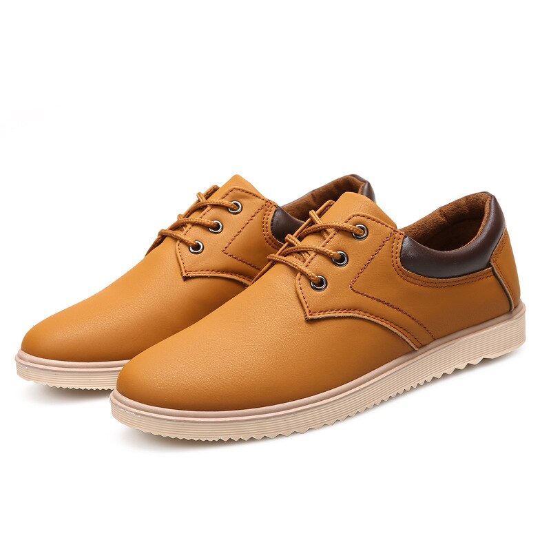 Lædersko mænds lejligheder oxfords sko mænd kausal sko snøre læder sko til mænd sneaker oxford: Brun / 9.5