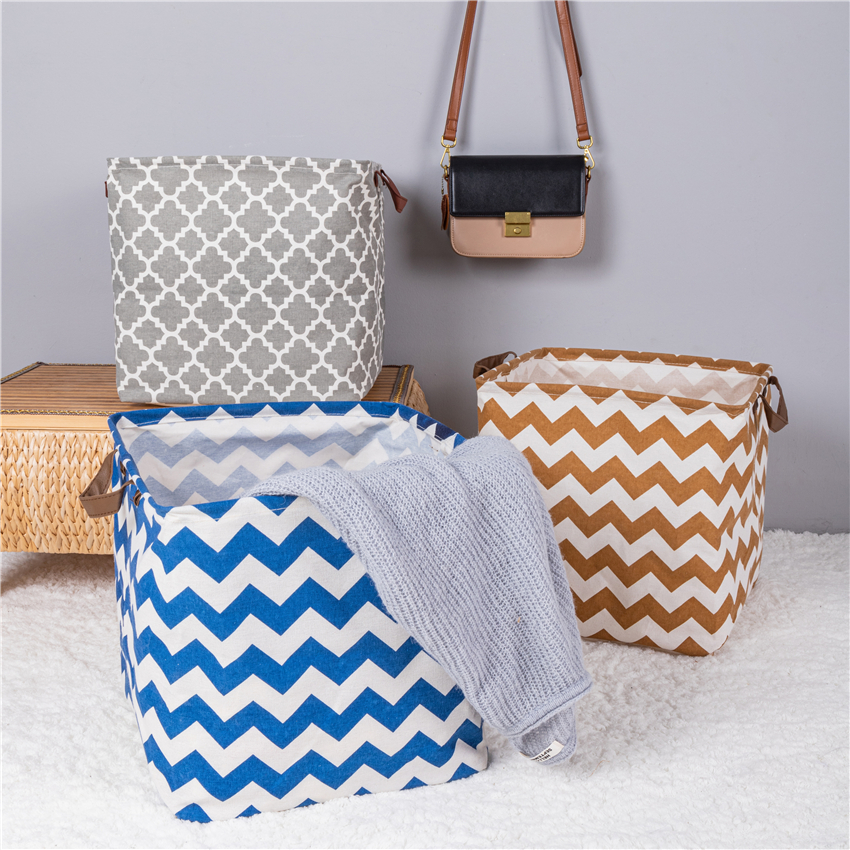 Cube Folding Cotton Linen Fabric Storage Box Clothes Toys Storage Basket For Toys Organizer Home Laundry Basket With Handle
