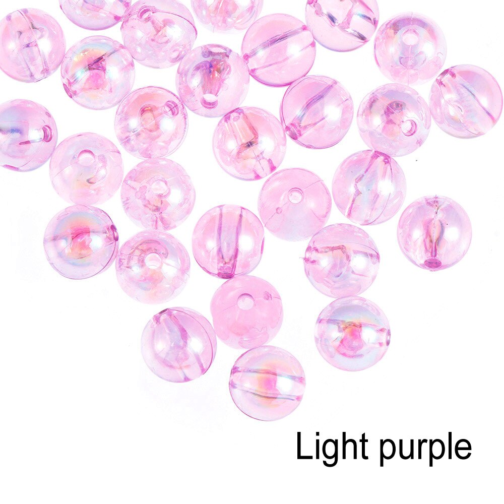 50pcs 8mm Colorful DIY Beads Round Acrylic Handmade Beads with Hole for Craft Making DIY Bracelet Necklace: light purple