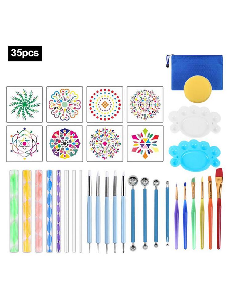 35PCS Dotting Painting Tools Set Complete DIY Graffiti Carving Tools Kit for Rocks Ceramics Art Drawing