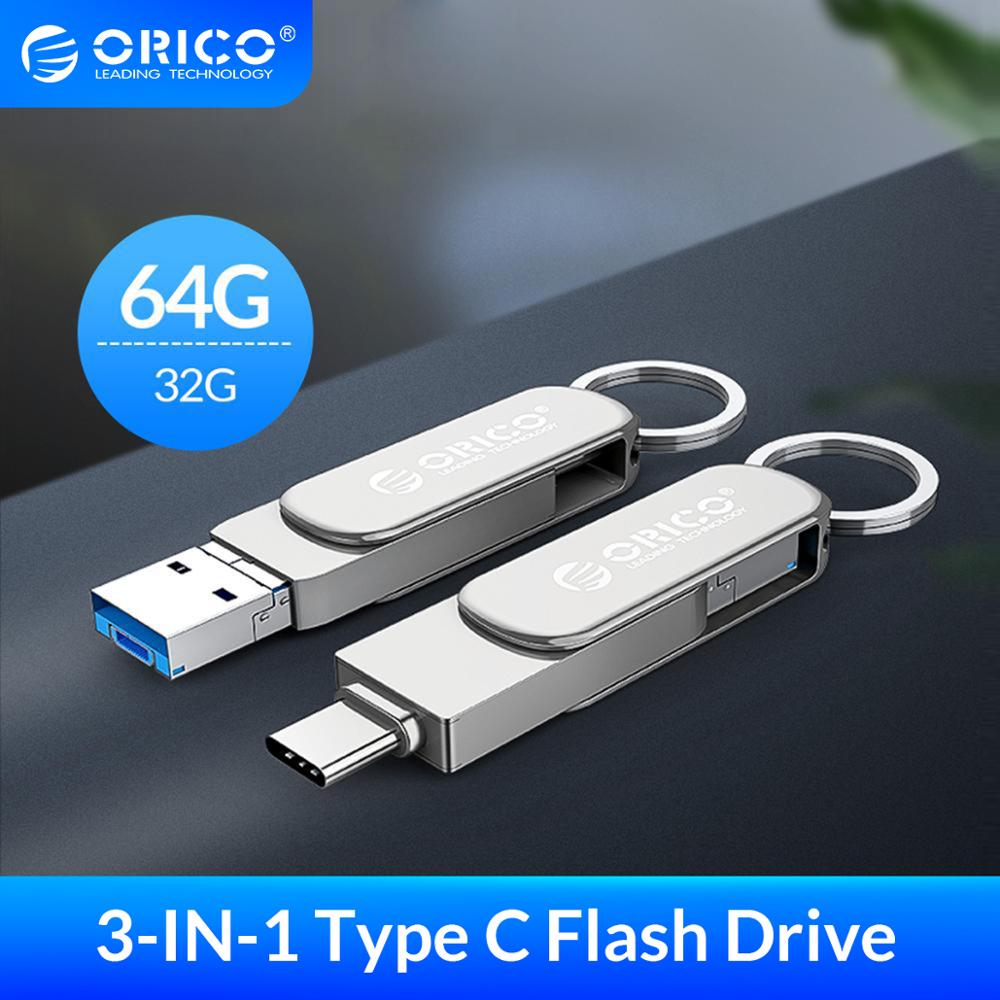 Orico Usb Flash Drive 3-In-1 Type-C USB3.0 Micro-B 64 Gb 32 Gb USB3.0 Flash Memory Usb Stick Flash Otg U Disk Voor Telefoon/Tablet/Pc