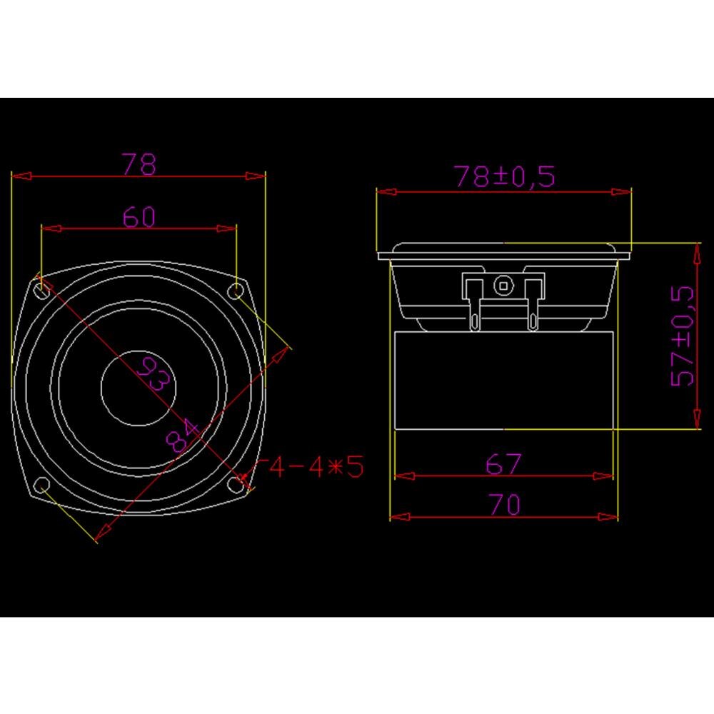 1pair 3 inch 4ohm/8ohm Mid-woofer Subwoofer 25W 50W Speaker Square Round