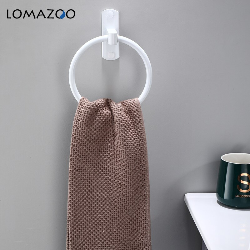 Toallero de baño negro blanco baño toalla de mano aluminio accesorios de baño toallero barras toalla anillo toalla colgador toallero baño