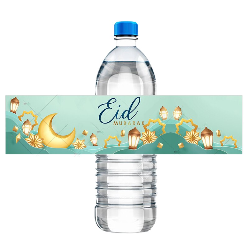 Étiquettes autocollantes Eid Mubarak, 20 pièces, pour décoration Eid al-fitr, pour bouteille d&#39;eau, pour fête musulmane islamique, pour bricolage: F