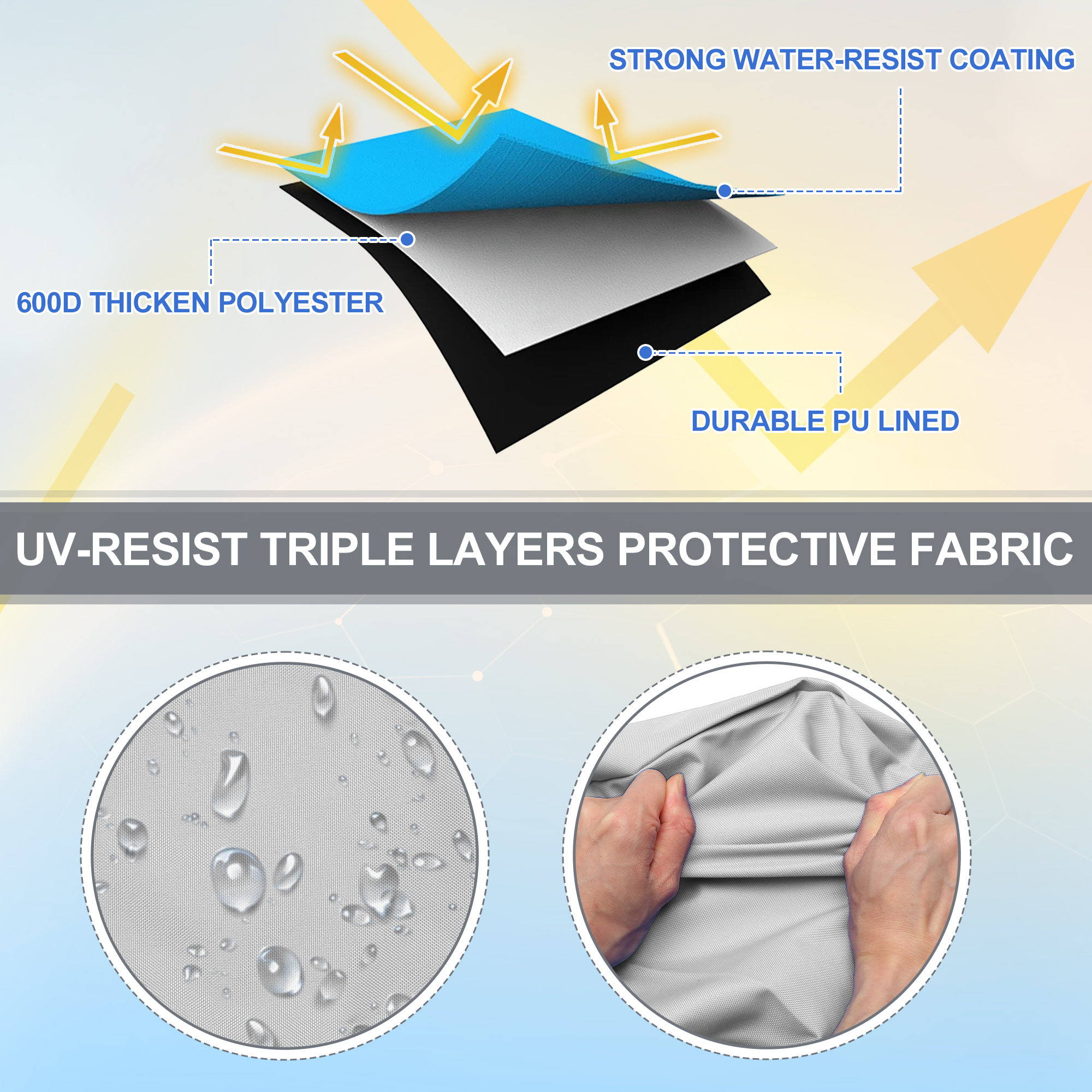 UXCELL Copri bagagliaio portaoggetti superiore Bimini con foro leggero per barca grigio chiaro larghezza 97"-103"