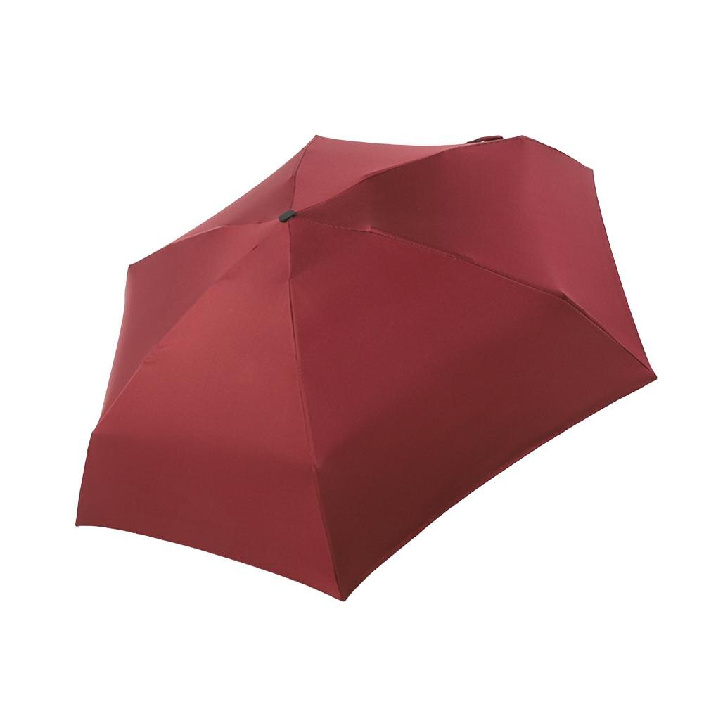 Portable Five-Fold Umbrella Mini Retractable Folding UV Protection Girl Umbrella Sun Umbrella: Wine Red