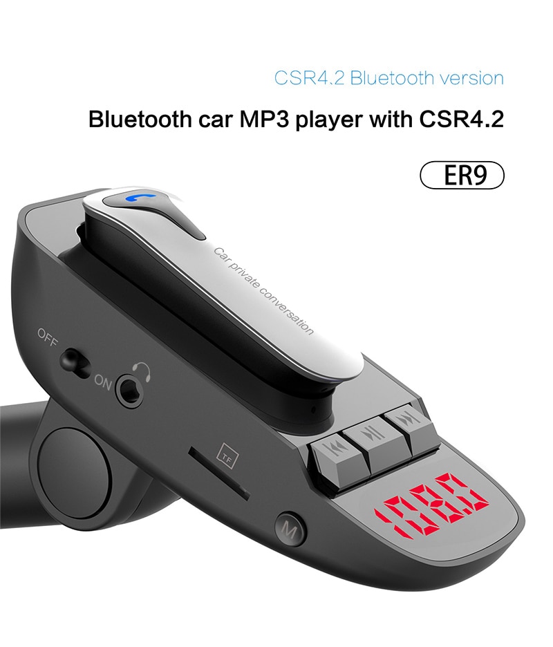 Draadloze Bluetooth Fm-zender MP3 Speler Radio Adapter Headset Handsfree Carkit USB Charger Met Microfoon
