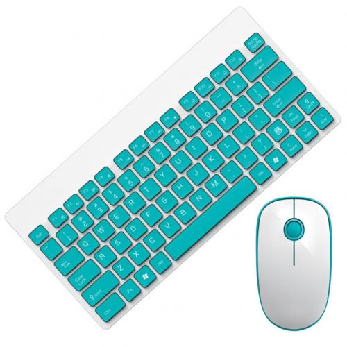 Ergonomic Wireless Adjustable Mechanical Office Mini Keyboard 1500DPI Home Gaming Mouse Set for Laptop Computer: Blue