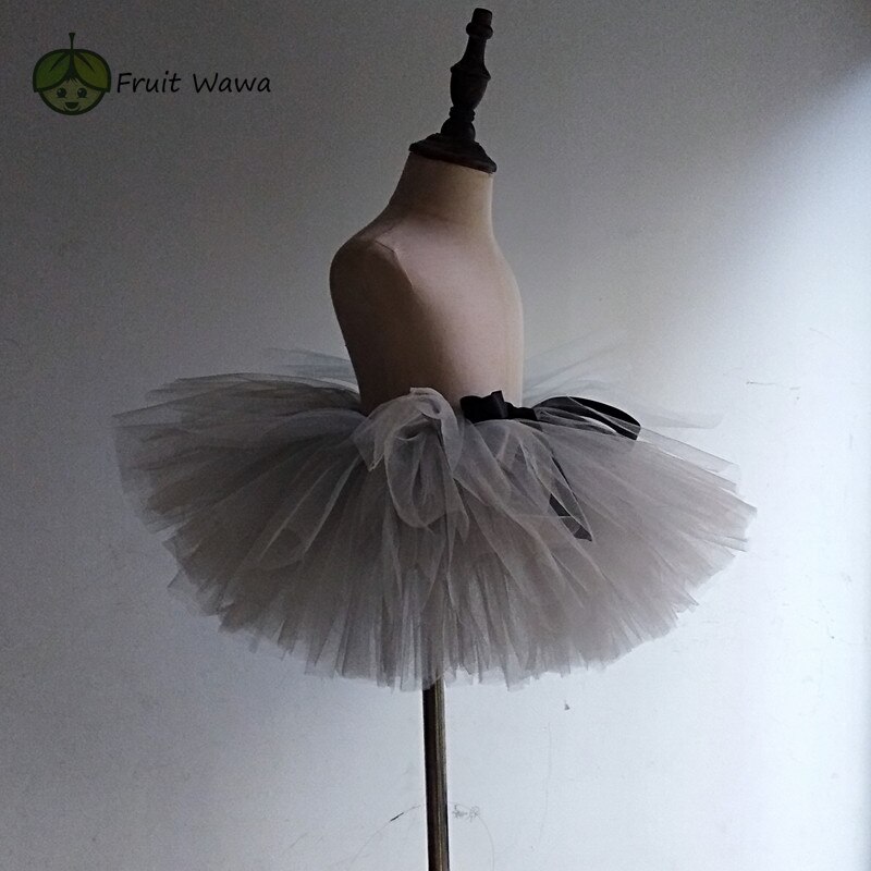 Handmade Girls Fluffy Dance Ballet Tutu Skirt Grey Color Nylon Baby Kids Birthday Party Costume Tulle Tutu Skirt