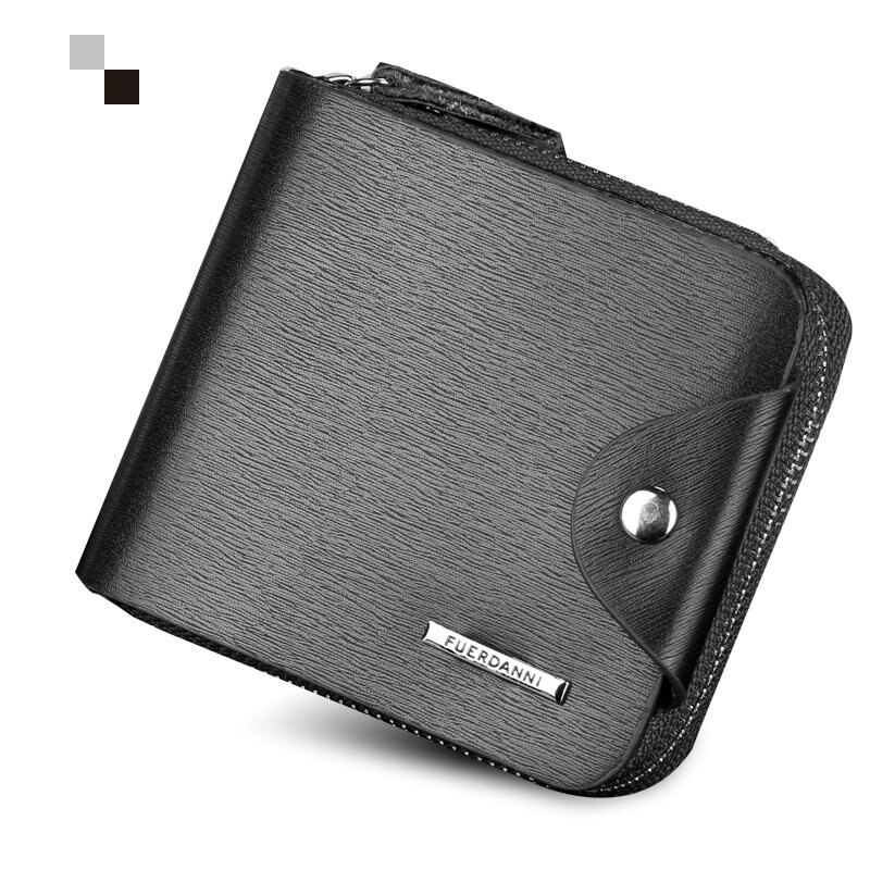 Mode Mannen Korte Portemonnee Pu Leer Effen Kleur Rits Hasp Clutch Money Bag Man Casual Portemonnee Kaarthouder