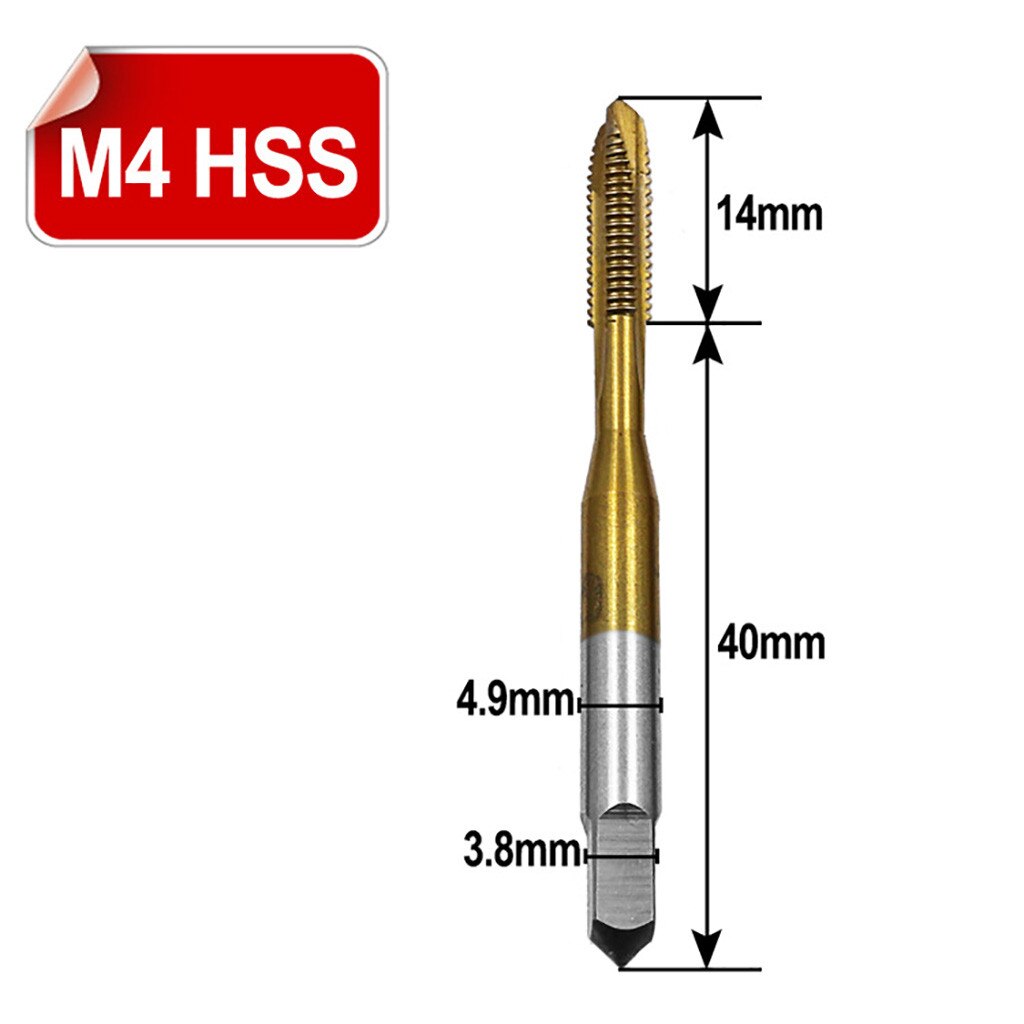 Tool 5 Stks/set Metric Straight Fluit Hss Draad Schroef Tap Plug Hand Tap Drill1.76 M3/M4/M5/M6/M8