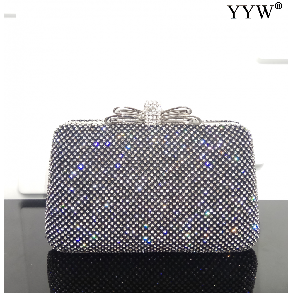 Frauen Abend Kupplung Handtasche Hochzeit Handtasche Frauen Kupplung Diamanten Partei Taschen Damen Silber Taschen Bankett funkeln Kupplungen: Schwarz2