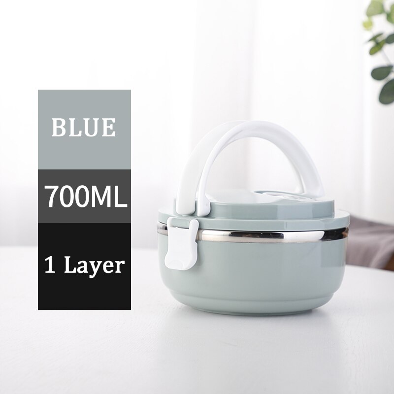 TUUTH 304 Roestvrij Staal Japanse Lunchbox Thermische Voor Voedsel Draagbare LunchBox Voor Kinderen Picknick Kantoormedewerkers School: JpA-1Layer-Blue