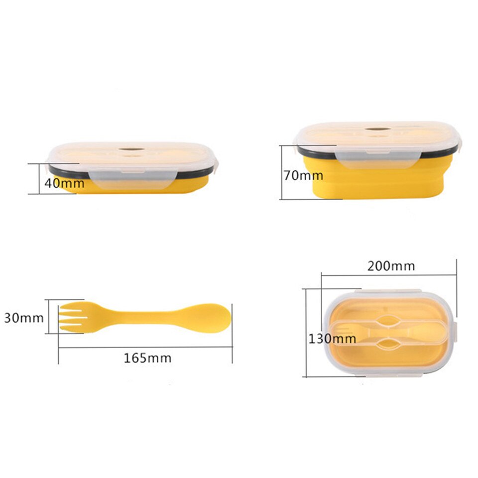 Silicone Lunch Box Food Storage Containers Stackable Bento Boxes Meal Prep Container Foldable Microwave BPA Free Plastic Lids