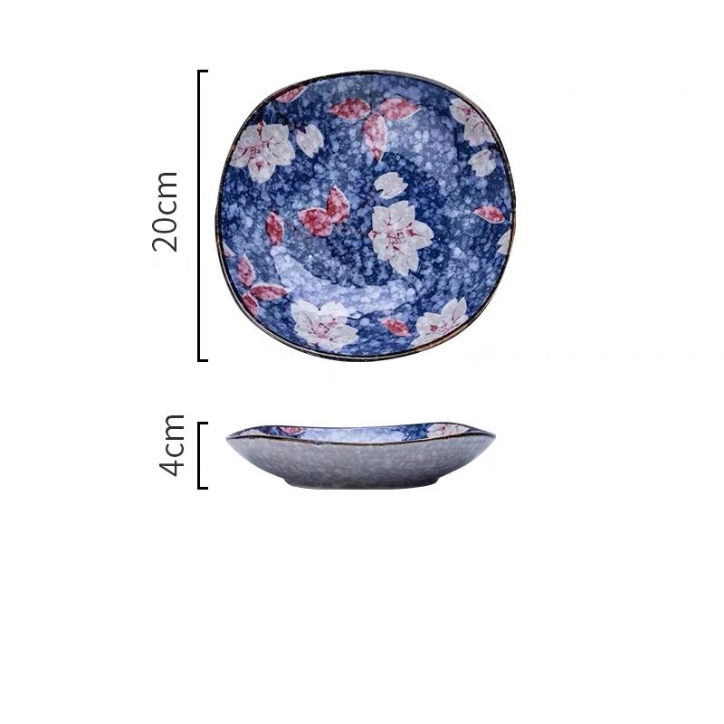 Japanse postorale keramische westerse borden visbord schotel rijst soep kom lepel set sushi servies: 7.7 inch plaat