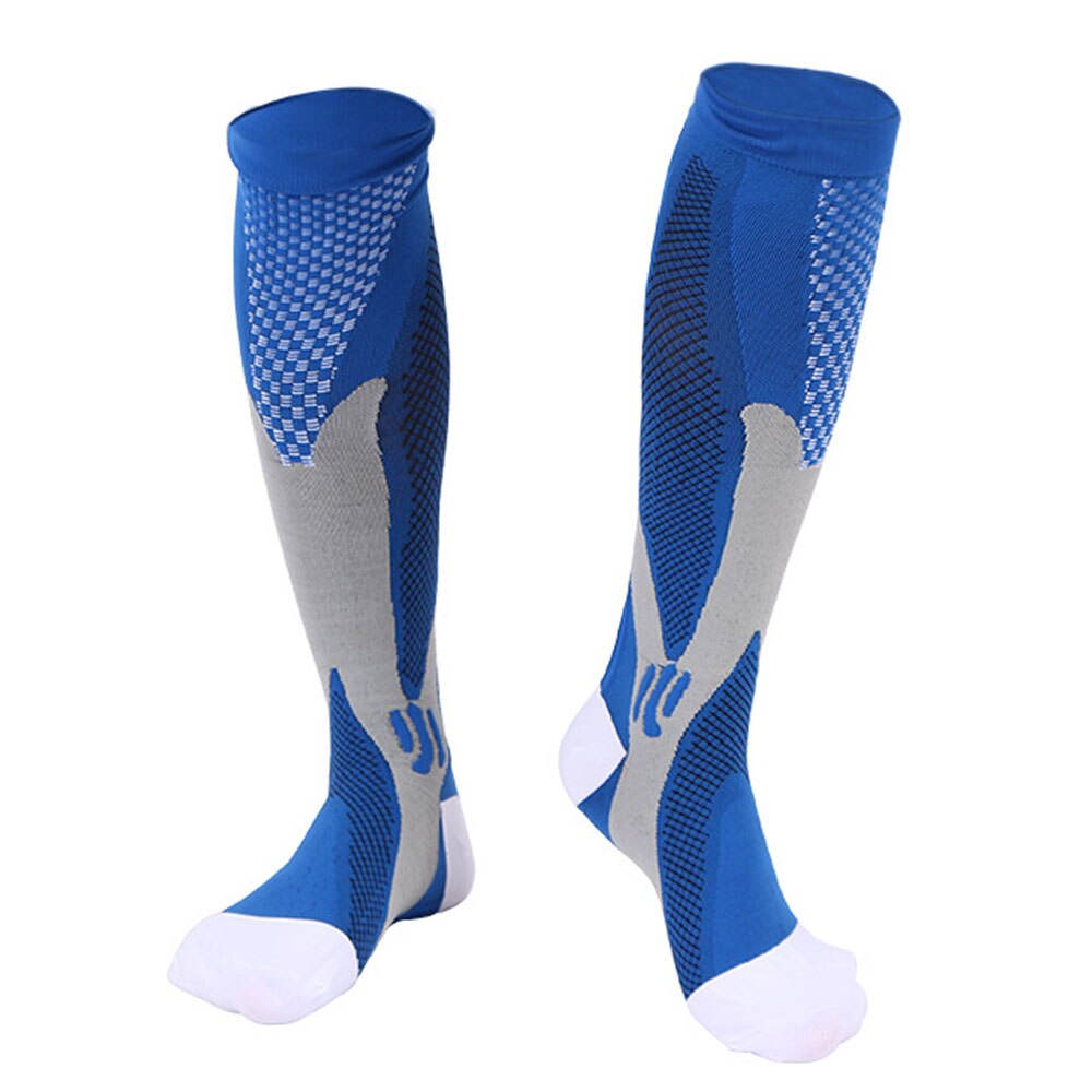 Stretch Compressione Calzini E Calzettoni Gamba di Sostegno Anti Fatica Pain Relief Sport Corsa E Jogging Da Ginnastica Squadra di Calcio Calza Altezza ginocchio Delle Donne Degli Uomini