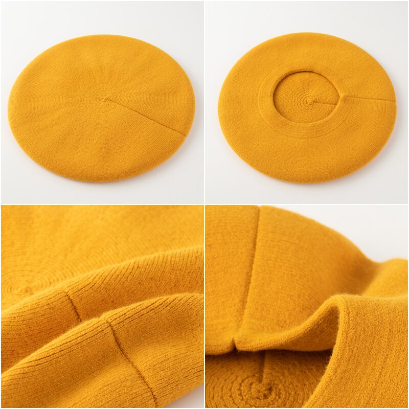 Cappello berretto Donna Artista Francese di Lana Caldo Inverno berretto della Protezione Del Cappello Vintage ▾ Della Ragazza Berretto Pianura Cappelli di colore Solido Elegante Della signora berretti invernali