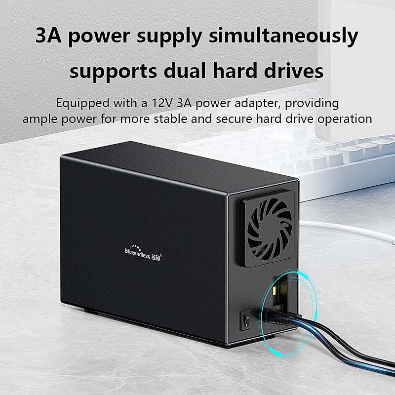 Blueendless Dual Bay RAID hard disk 3.5 USB 3.0 External Type C Dual Hard Drive Enclosure SATA Array box HDD Server Case hdd